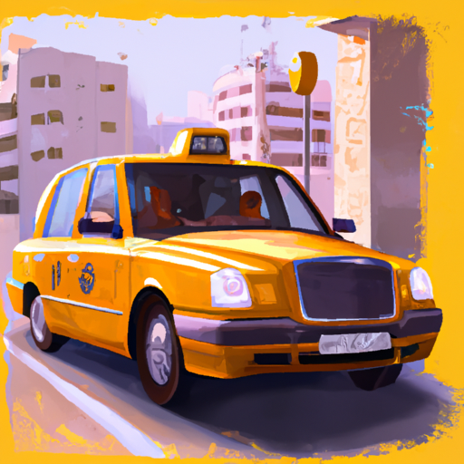 איור של מונית גדולה נוסעת בתל אביב