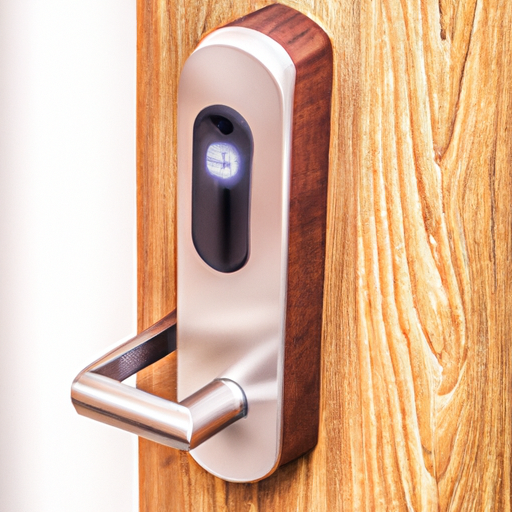 תמונה של Vision Control Smart Lock הייטק על דלת עץ